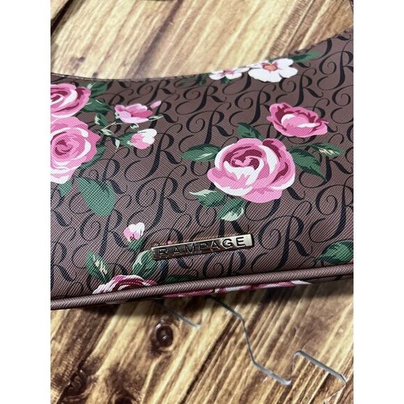 Rampage Brown And Pink Floral Hobo Shoulder Bag Spring 2022 NWT - Picture 3 of 10